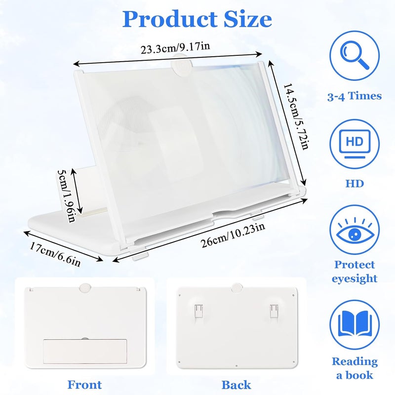 Keledz 12" Screen Amplifier for Cell Phone, 3D HD Amplifiers Projector Horizontal Screen Enlarger for Movies, Videos, Foldable Cell Phone Stand with Screen Amplifier, Supports All Smartphones (White, 12inch) - Image 2